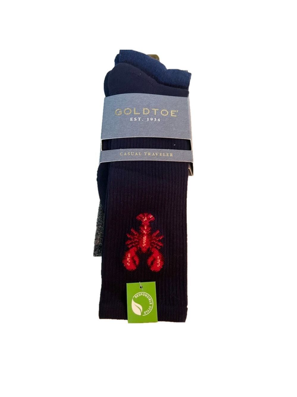 Gold toe Men’s Lobster Casual Crew Socks 2 Pack NWT